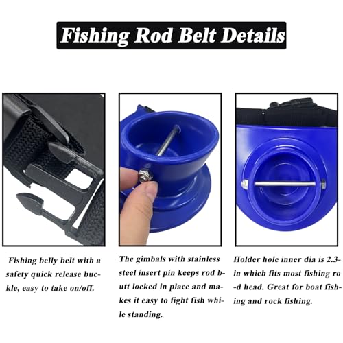 ASOCEA Fishing Fighting Waist Belt 2.5 Inch Inner Dia Offshore Tackle Boat Fishing Rod Holder