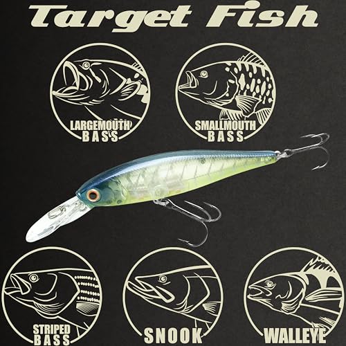 LUCKY CRAFT Pointer 78DD Freshwater Fishing Lure and Gear for Bass & Trout, 3 inch Deep Diving Suspending Jerkbait Fishing Line, Pressure-Ready Fish Bait, Premium Gear for Tackle Box, - color: 371 Bone Pro-Blue
