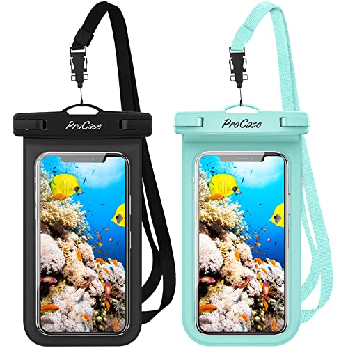 ProCase 2 Pack Waterproof Phone Pouch Case, 7" Universal Underwater Cellphone Dry Bag for iPhone 17 Air 16 15 14 13 Pro Plus Max 12 11, Galaxy S24 S23 S22 Ultra Pixel -Black/Green - color: Black/Green