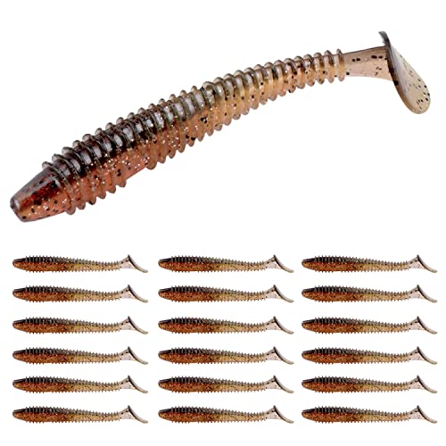 RUNCL Swimbaits Paddle 10/20/30/40PCS, 5/4/3/2 Inchs Paddle Tail, Soft Lure for Trout Crappie Bass, Durable Plastic Bait Swimmer for Saltwater/Freshwater, Fishing Lover's Gift - color: Red Candy, size: 3in, 30pcs