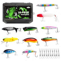 FONMANG Fishing Lures - Tackle Box with Tackle Included, Fishing Kit with VIBs, Frogs, Minnows, Soft Baits, Hooks & Weights Accessories, Freshwater Lure Kit for Bass Walleye Trout - color: F3-10pcs Hard Bait