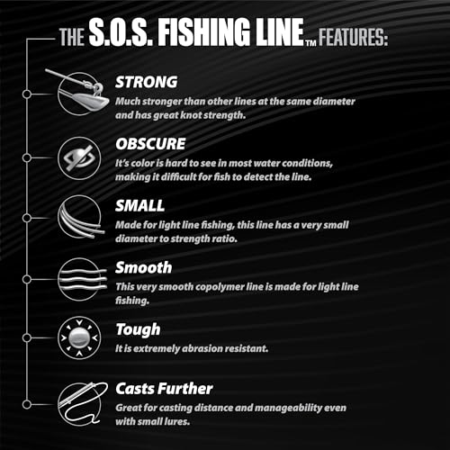 Trout Magnet Trout S.O.S. Fishing Line - 2lb Test, 350 Yard Spool, .16mm Diameter - The Strongest Light Invisible Fishing Line - Made in the USA with Smooth Copolymer for Kink-Free Tangle-Free Fishing