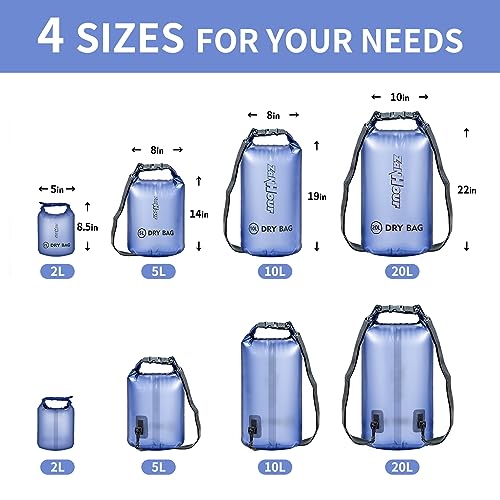 Waterproof Dry Bag - Roll Top Transparent Storage Bag,2L/5L/10L/20L,Suitable for Traveling, Swimming, Kayaking, Camping, Fishing, Rainy Day Trips - color: Blue, size: 5L