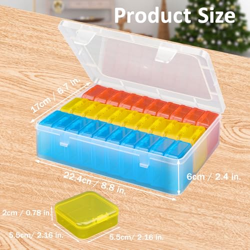 Mathtoxyz Bead Organizer Box(Red,Yellow,Blue), 93Pcs Small Bead Organizers and Storage Plastic Cases Mini Clear Containers Boxes with Hinged Lid and Rectangle for Bracelet Making DIY Jewelry Craft - size: BlueRedYellow - 3P