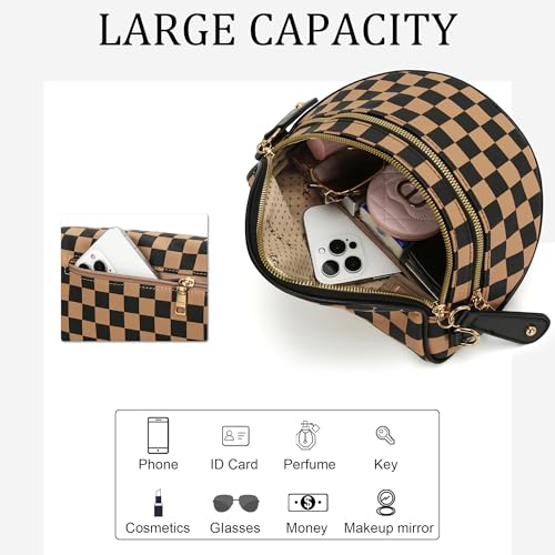KKXIU Crossbody Sling Bag for Women Trendy Fanny Pack Vegan Leather Chest Bag | Trendy - color: 2-khaki