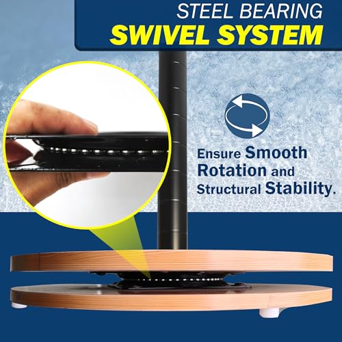 Rush Creek Creations 24-Rod Fishing Rod Holder 360° Rotating Built-in Spooler 14.75"x37.75" Light Wood