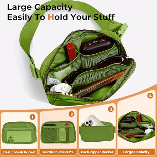 Belt Bag Zipper Fanny Pack Crossbody Bags for Women,Fashion Nylon Waist Packs, Water Repellent Two Way wear with Adjustable Strap Gifts for Teenage Girls Women Men(pistachio) - color: pistachio