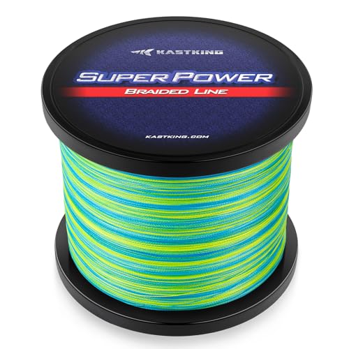 KastKing SuperPower Braided Fishing Line - Abrasion Resistant Braided Lines – Incredible Superline – Zero Stretch – Smaller Diameter – A Must-Have! - color: X4-Camo Aqua, size: 50LB(300 Yds)