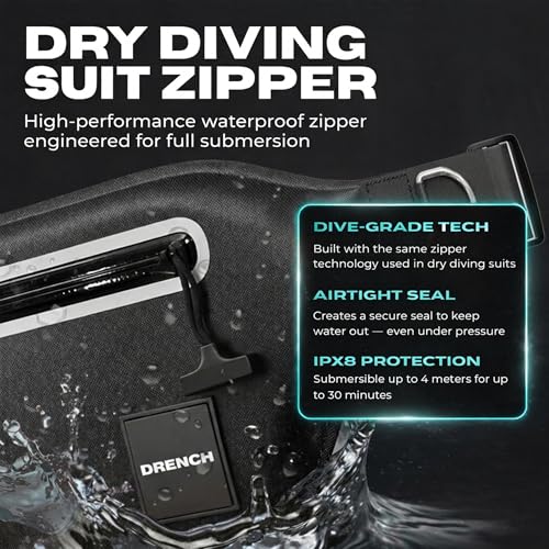 DRENCH Waterproof Fanny Pack with Floating Phone Pouch, IPX8 Submersible Waist Pack Dry Bag for Swimming, Snorkeling, Kayaking & SUP, Waterproof Belt Bag for Beach, Travel & Water Sports - color: Black With Rings