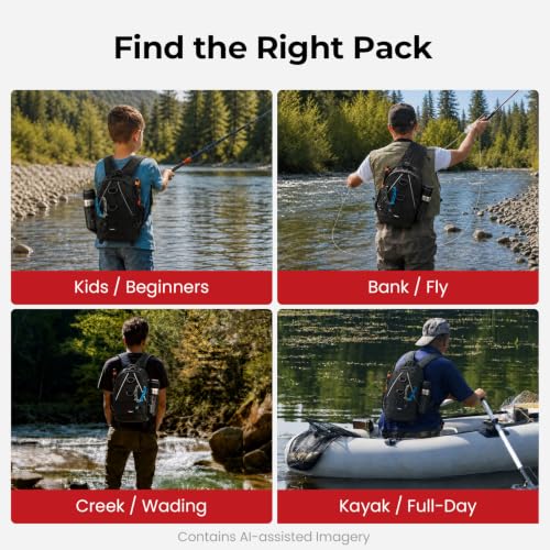 Piscifun Fishing Backpack with Rod Holder, Lightweight Sling Bag Storge Gear and Equipment - color: Black, size: Standard, style: Urban