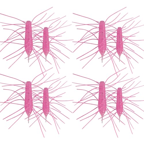 Eupheng Silicone Soft Dice Fishing Lures with Multiple Tentacles, Handmade Slow Sink Bass Fishing Soft Plastic Baits for Drop Shot, Finesse, Wacky Rig - color: Pink, size: 8PCS-(1.5inch & 2.3inch)