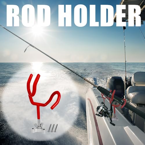 20 Degree Boat Fishing Rod Holder PVC Coated Steel Wire Pole Holders for Boats Anglers - color: Red