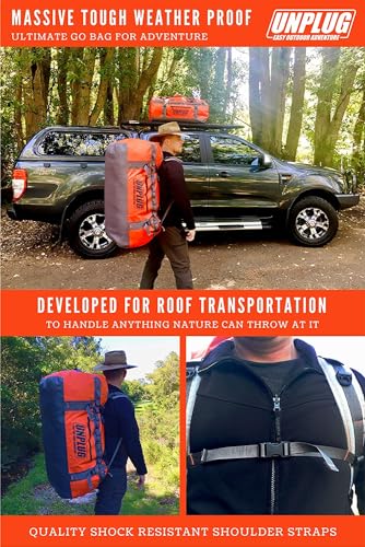 UNPLUG Ultimate Adventure | 1680D Heavy Duty Waterproof Bag | Large Travel Bag which can be Used for Camping, Motorcycling, Boating, or Hunting|110L BLACKOPS - color: BlackOps, size: 110L