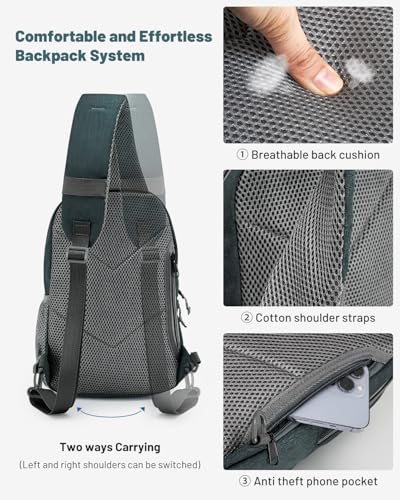 OIWAS Sling Bag Crossbody Backpack for Men, One Strap Backpack Hiking Daypack Chest Bag for Women - color: Gray