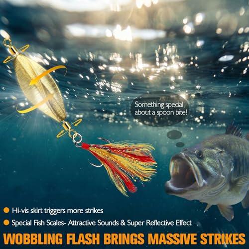 Dovesun 6 pcs Fishing Jigging Spoon Lures for Freshwater Saltwater Casting Spoon with Treble Hook Jig Swivel Hard Metal Spinner Baits for Bass Trout Pike Salmon 1/5oz 1/4oz 3/8oz 1/2oz - color: 6pcs-1/2oz-14G