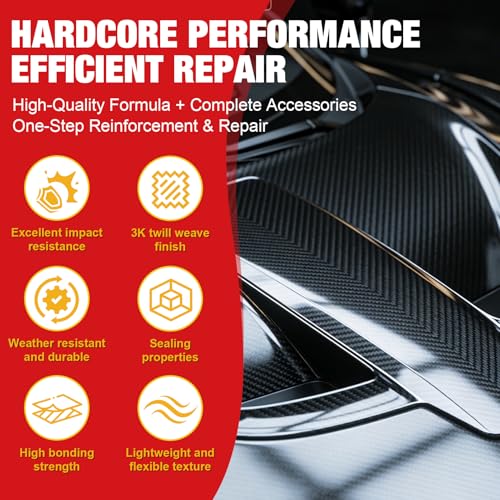 Carbon Fiber Bike Repair Kit, Carbon Fiber Epoxy Repair Kit | 100g Carbon Fiber Resin 27g Hardener, 3K 200g 8"*23.6" Twill Carbon Fiber Cloth, Complete Accessory Kit, for Cars Bicycles
