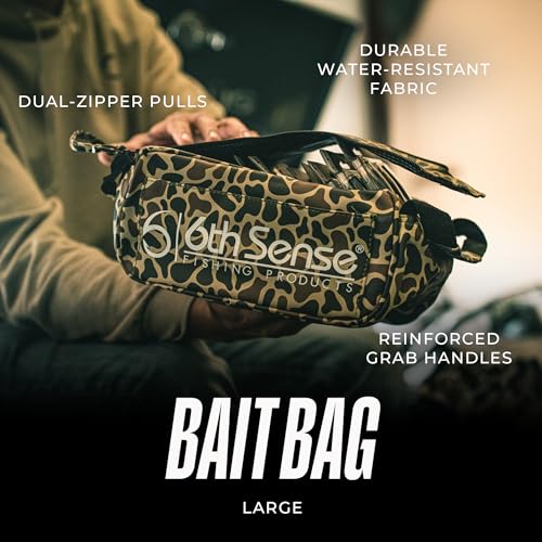 6th Sense – Bait Bag – Soft Plastic Storage Bag – Holds 15 to 20 Packs – Tackle Organizer – Clear Label Window - color: Inshore - Coral