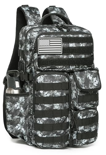 Wotony Tactical Backpack - Military waterproof backpack with multiple pockets and tactical gear for the outdoors (Gray Maple Leaf, 25L) - color: Gray Maple Leaf, size: 25L