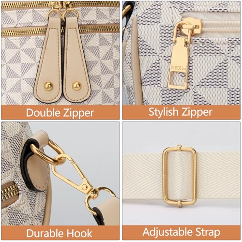 KKXIU Crossbody Sling Bag for Women Trendy Fanny Pack Vegan Leather Chest Bag | Trendy - color: 1-beige