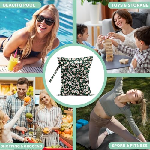 Wet Dry Bags for Diaper Waterproof Swimsuit Washable Reusable Bag for Beach Diapers Dirty Yoga Gym Clothes Plant Gifts for Friend Men Women 12.5x10.2 Inches - color: Flower4