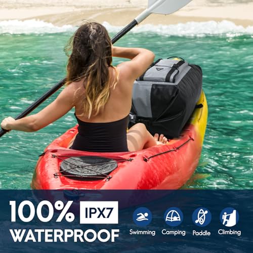 Haimont Waterproof Backpack Roll Top Dry Bag Kayak Dry Backpack IPX7 for Outdoor Dry Pack Boating Fishing 60L, Black/Gray - color: Black/Grey, size: 60L