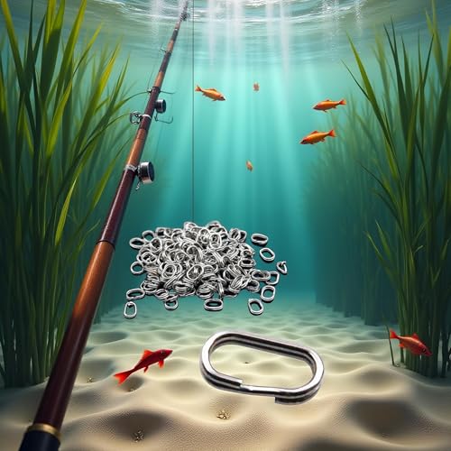 100Pcs Fishing Split Rings Stainless Steel Fishing Oval Split Rings Swivel Snap Carp Fishing Tackle Chain Connector Heavy Duty Split Rings Size Wire Diameter Terminal Tackle and Accessories 0.7mm