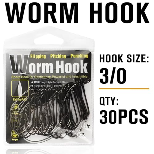 Dovesun Weedless Worm Hooks Wacky Rig Hooks Texas Rig Hooks 30PCS Professional V Bass Fishing Hooks for Freshwater Saltwater 1/0 2/0 3/0 - size: 3/0 * 30PCS, style: Professional "V" Weedless Hook