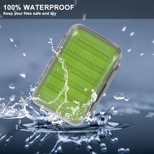 Aventik Silicone Fly Fishing Box Jig Box Waterproof Streamer flies Case Double Sided Clear Lid Storage Lure Case Saltwater Freshwater (MA:6.08x4x1.57inch) - style: MA:6.08x4x1.57inch