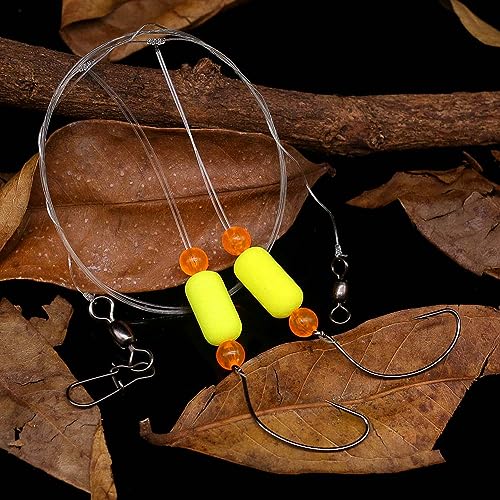 Pompano-Rigs-for-Surf-Fishing-Saltwater-Gear with Double Circle & Wide Gap Hook-6-Pack Surf Fishing Tackle - color: Neon Yellow 6-Pack, size: #2 Wide Gap Hook