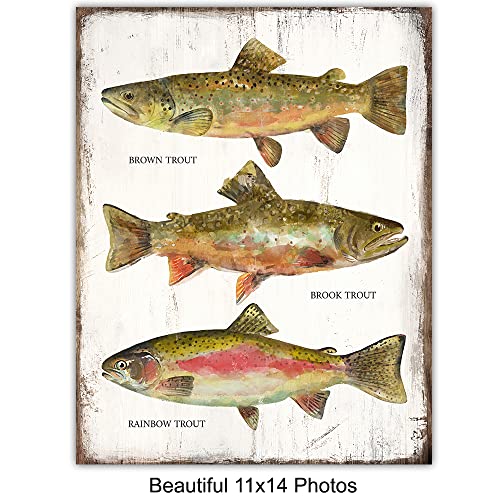 LARGE 11x14 - Fishing Accessories Gifts - Rod, Reel, Lures Patent Print Set - Lake Mountain House Decor for the Home - Rustic Bass, Trout, Freshwater Fish Wall Art - Room Decoration Poster - Fishermen - size: 11x14 inches