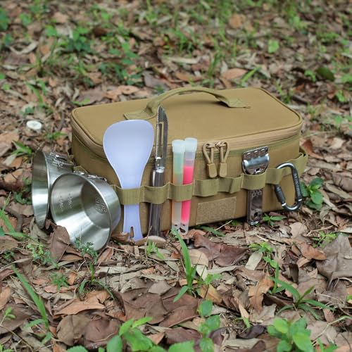 Tactical Camping Storage Bag 9L Tactical Utility Tote Bag Camping Cookware Organizer Trunk Organizer - color: Khaki