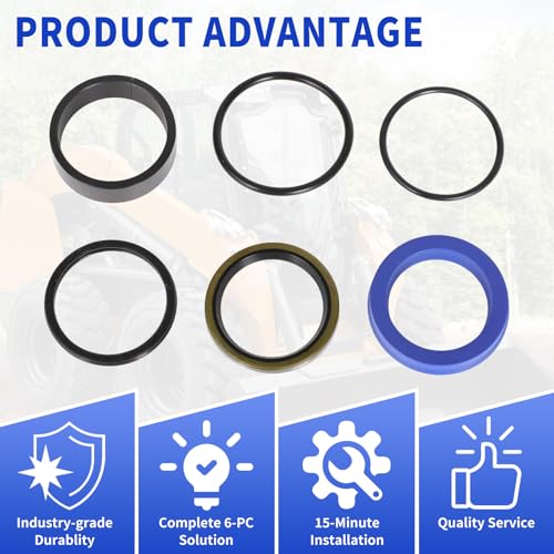 Seal Kit 87311846 for Case IH & New Holland Loaders Hydraulic Cylinder Repair 1.75'' Bore & 1.38'' Rod | 6-pc Nitrile Seal Replacement Set