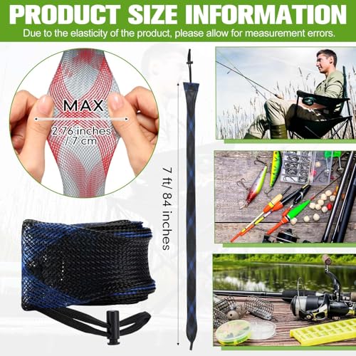 Woanger Lengthen Fishing Rod Sleeve Socks Covers Braided Mesh Rod Protector Fishing Tools Accessories for Bait Casting Sea - size: 83 x 0.12"