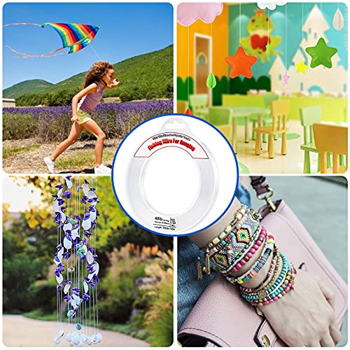 Clear Fishing Wire, Acejoz 656FT Fishing Line Clear Invisible Hanging Wire Strong Nylon String Supports 40 Pounds for Balloon Garland Hanging Decorations - style: 0.55mm, 460ft, 48lb