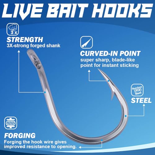 3X-Strong-Octopus-Hooks-Saltwater-Fishing-Circle-Hooks- Stainless Big Game Size 1-13/0 - size: 9/0 Pack of 10