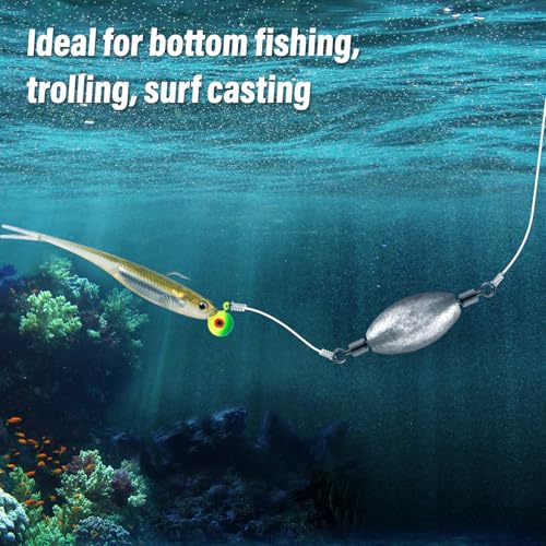 Dr.Fish 20 Pack Inline Trolling Weights Swivel Egg Sinkers Oval Line Sinker Catfishing Saltwater Freshwater Fishing - size: 2oz-20 Pack