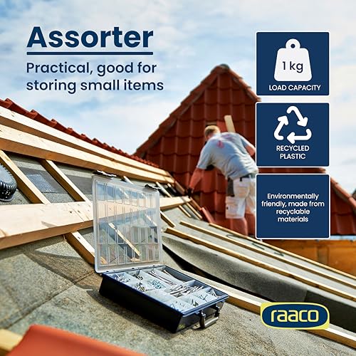 Raaco Assorter Tool Box Organizer – Compact – 7 Slots Fixed Grid with Semi-Transparent Lid, Polypropylene (PP) Storage Box for Screws, Nuts and Bolts, Small Parts & Hardware (Assorter 6-7) - size: Compact –7 Slots, style: Fixed Grid
