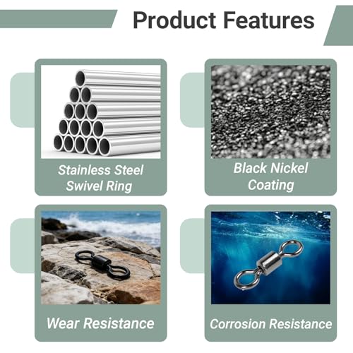 QISHUO Stainless Steel Swivels Fishing Lure Barrel Saltwater Swivel Fishing Strength Quick Change Fishing Swivels Rolling Black Nickel - size: Size1/0 (133lb) 25 pcs