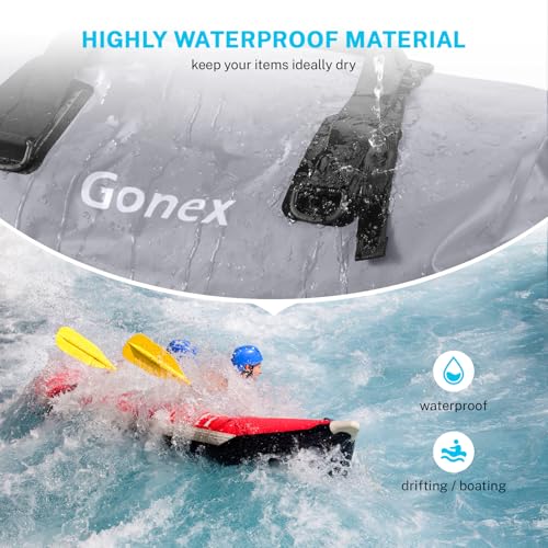 Gonex 40L 60L 80L Extra Large Waterproof Duffle Travel Dry Duffel Bag Heavy Duty Bag with Durable Straps & Handles for Kayaking Paddleboarding Boating Rafting Fishing - color: Gray, size: 80L