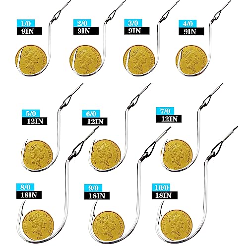Circle Hooks Rigs,Steel Catfish Hook Rig,Octopus Fishing Hook with Leader,Fishing Circle Hook Wire for Saltwater Freshwater - size: 2/0-28pcs