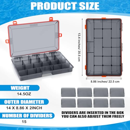 Wonderjune 6 Pack Fishing Tackle Boxes Waterproof 3600 and 3700 Tackle Trays with Removable Dividers Plastic Storage Organizer Bait Vault Camouflage Box for Freshwater Saltwater (Orange,3700) - color: Orange, size: 3700