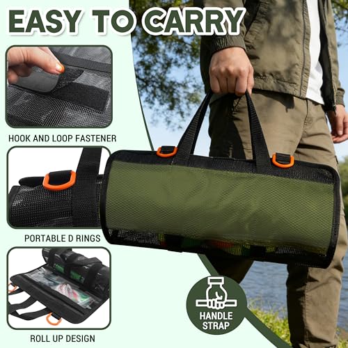 SILANON Fishing Lure Bag, Roll Up Bait Bag Organizer 6 Pockets PVC Protective Fishing Lure Wraps Covers Durable Waterproof Fishing Tackle Storage Bag Wraps for Soft Plastic Trolling Lure Tackle Box - size: Medium