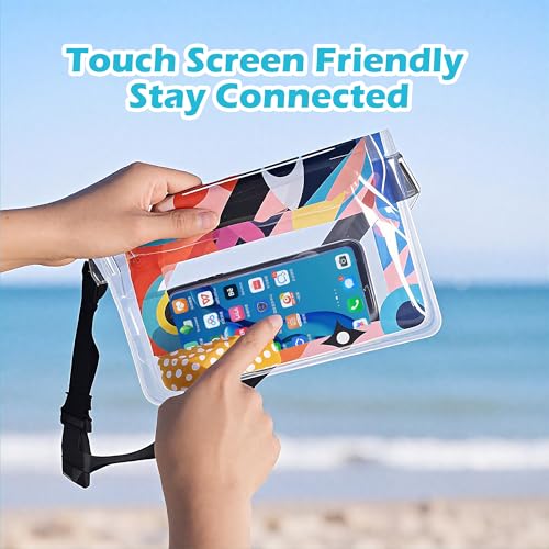 4 Pack Waterproof Fanny Pack with Waist Strap Waterproof Phone Pouch Dry Bag for Kayaking Pool Swimming Boating Beach Fishing Travel Diving Surfing (B-Hawaii, 2 Fanny Pack + 2 Phone Pouch) - color: B-Hawaii