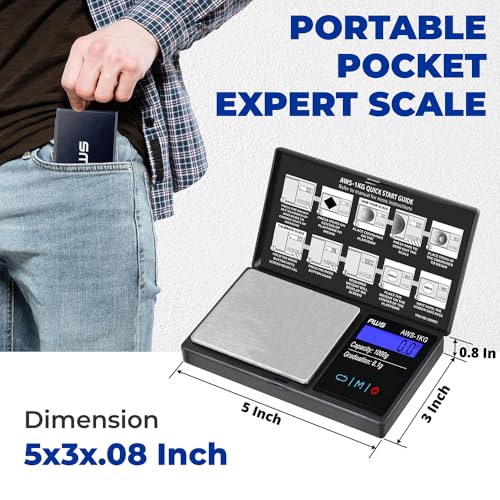 American Weigh Scales Series Digital Pocket Weight Scale 600g x 0.1g |Digital Gram Scale Small Scale Mini Food Scale Jewelry Scale Ounces/Grains Scale, Easy to Carry (Black, 1000g x 0.1g) - color: Black, size: 1000G x 0.1G