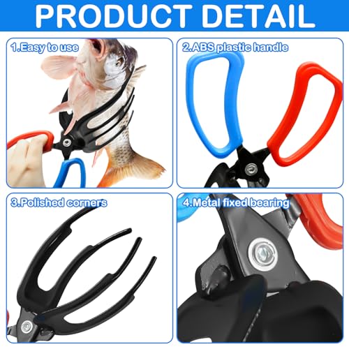 2Pcs Fish Gripper, Fishing Pliers Gripper Fish Grabber Tool Metal Fish Pliers Gripper Claw Upgrade 3 Claw Fish Gripper Anti-Slip 2 Claw Fish Grippers for Fishing, Control Clamp to Catch Fish (2 Style) - style: 2 Claw&3 Claw