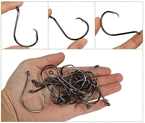 200Pcs/Box（Size:10/0... to...1/0 Strong Octopus Fishing Hooks, Forged Steel/Barded Design, Off-Set Point/Closed Eye, Strong/Sturdy, 10/0 8/0 6/0 5/0 4/0 3/0 2/0 1/0 Mixed Packaging