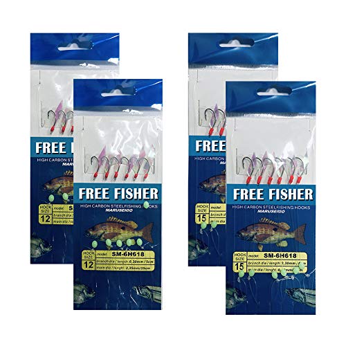 22 Packs Bait Rigs Set, Fishing Bait Rigs,Fishing Rigs with Sharp Hooks,Soft Shrimp Lure Surf Fishing Rigs Fish Skin Feather Hooks for Freshwater