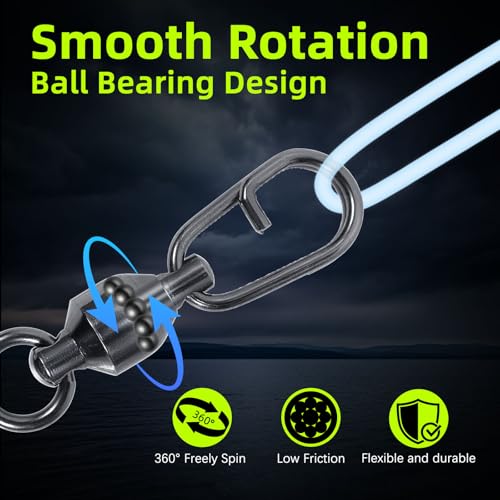 9KM DWLIFE Fishing Swivels & Snaps 25Pcs & Quick Change SnapsHigh Strength Snap Swivels Stainless Ball Bearing Fishing Swivels Freshwater/Freshwater - size: 2# A-25pcs