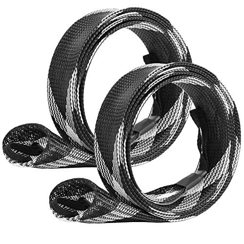 SF Fishing Rod Sock Fishing Rod Sleeve Rod Cover Braided Mesh Rod Protector Pole Gloves Fishing Tools for Spinning Fishing Rod,Casting Rod,Musky Rod, Ice Rod, Fly Rod, Spey Rod - color: Black-white-2pcs, size: Fit Casting Rod 6-1/2 FT to 7-1/2 FT