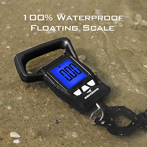 KastKing Fish Scale, WideView Floating Waterproof Digital Scale, 2.5” Large LCD Display, 110lb Capacity, Multi-Mode Pound/Ounces & Kilograms, Stores up to 9 Weights, Fishing Gifts for Men - color: D: Black combo